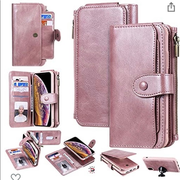 Handbags - iPhone XR leather wallet case rose gold NEW